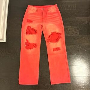 Bright Festive Jeans with Rips